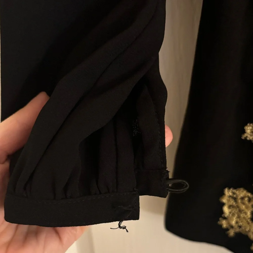 LOVERS + FRIENDS Long Sleeve Black Romper with Gold Brocade Details Size XS - Picture 6 of 13